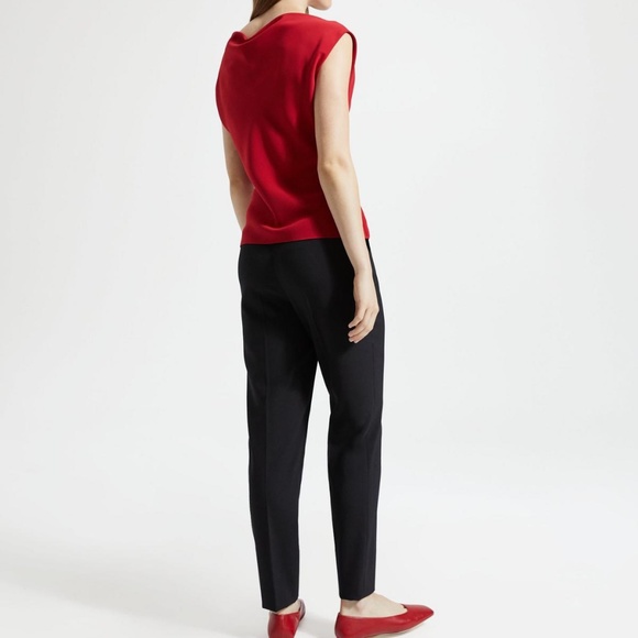 NWT Theory Classic Crepe Draped Boatneck Top Red S - Picture 5 of 6